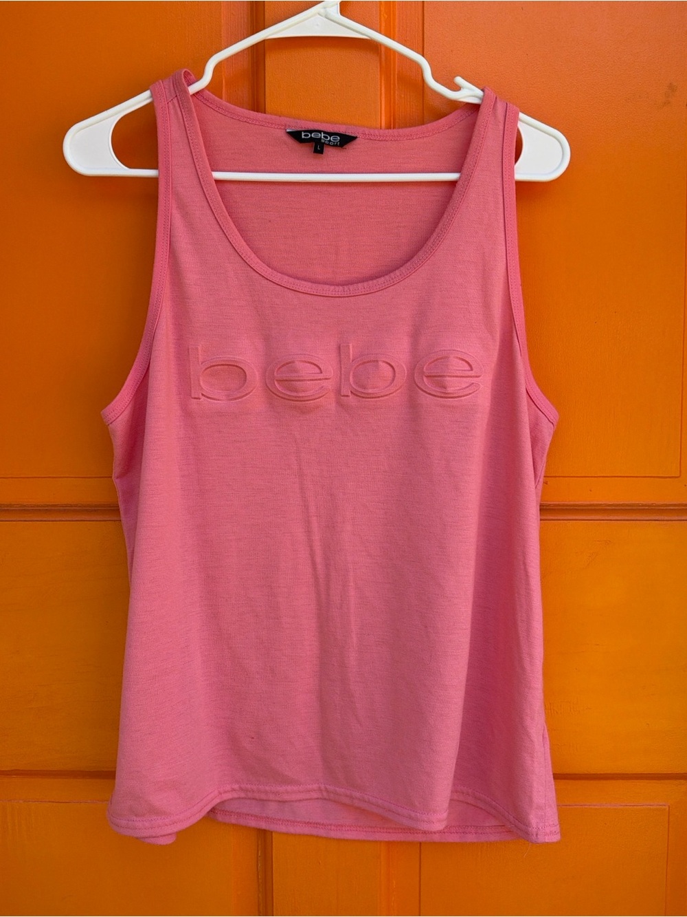 bebe Rose Pink Embossed Logo Tank